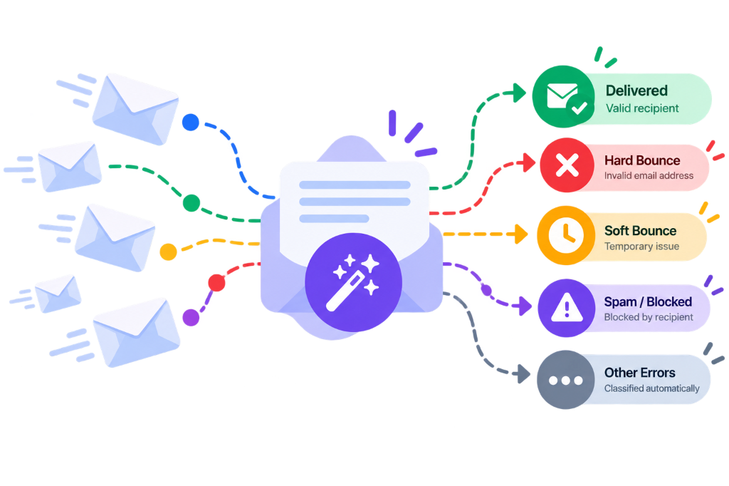 Bounce and error classifier preview with automated event classification